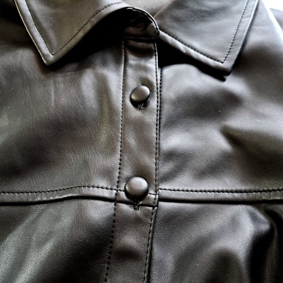 7 For All MANKIND faux leather SHIRT DRESS Sz Large SNAP BUTTONS STUNNING COND. - Picture 4 of 12
